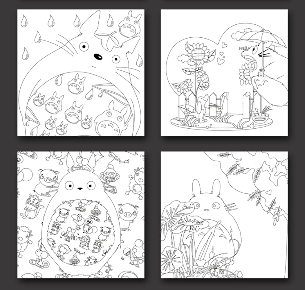 ELBCOS Miku Totoro Madara Coloring Book For Relieve Stress Kill Time Graffiti Painting Drawing #33 | Игрушки и хобби
