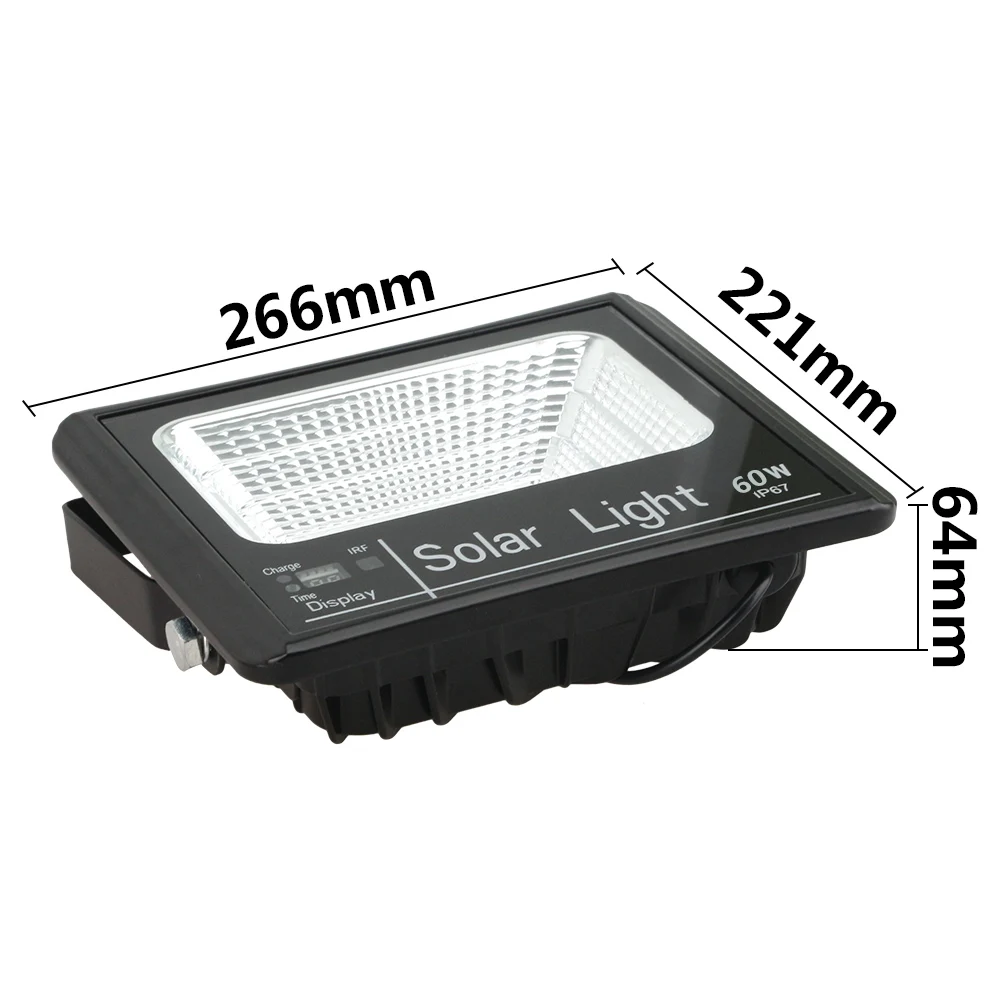 Lampe solaire étanche avec télécommande, 60W, conforme à la norme IP67, avec capteur, deux modes d'éclairage, éclairage d'extérieur, idéal pour un jardin ou une rue