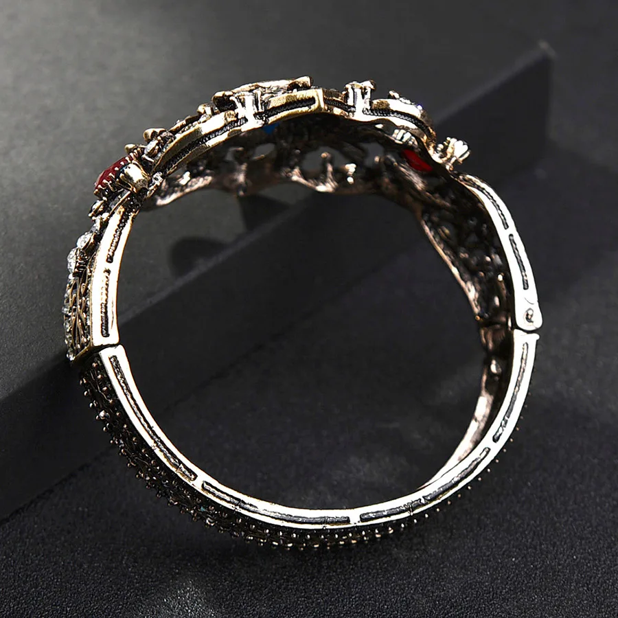 Женские винтажные очаровательные браслеты на запястье синий красный кристалл в