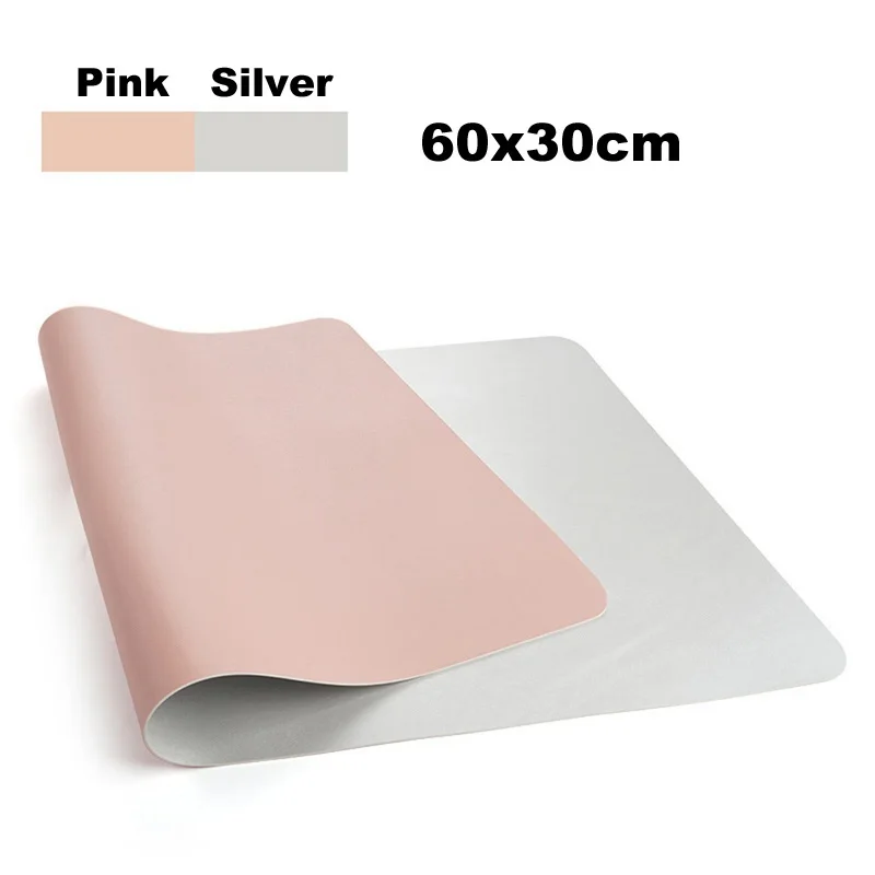 60x30cm-PinkSilver Двусторонний удобный коврик для мыши портативный большой игровой коврик для мыши водонепроницаемый Настольный коврик из искусственной кожи Grand Mat Gamer Muismat 60x30 80x40 см - Цвет: 60x30cm-PinkSilver