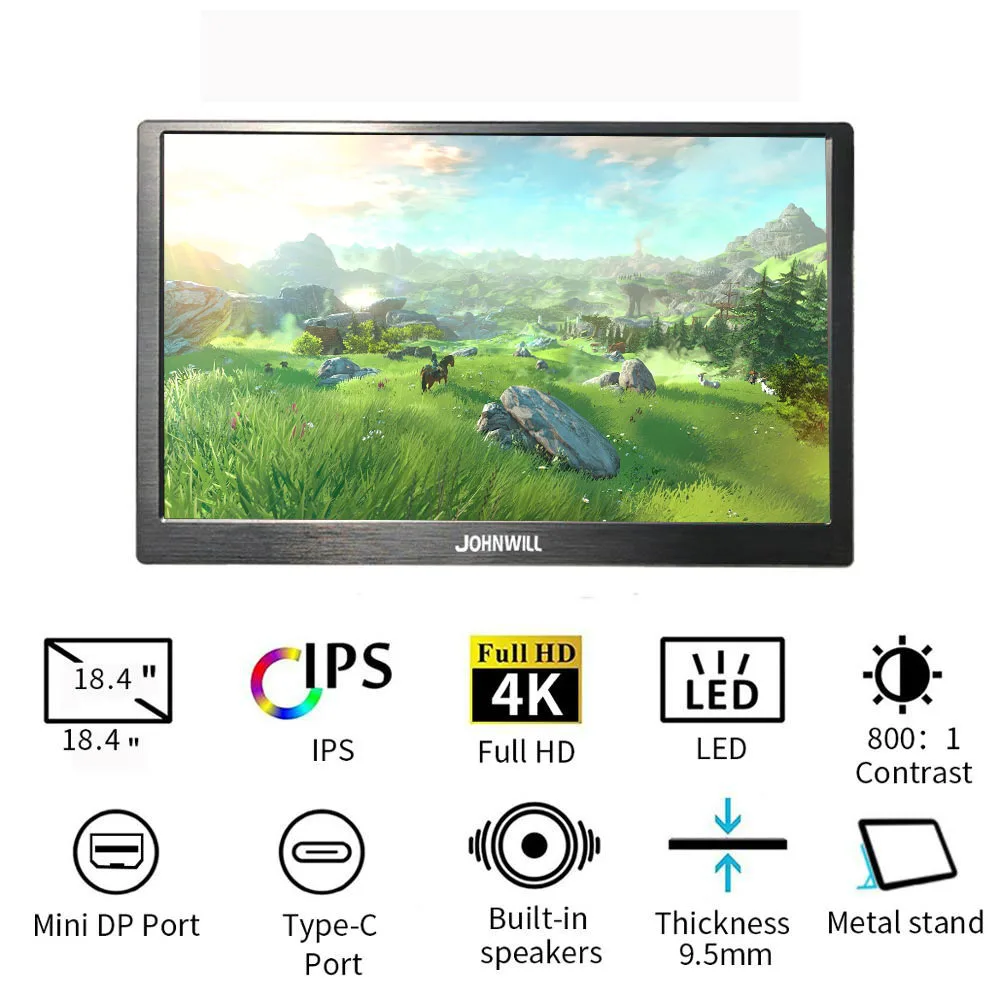 18,4 дюймов Full HD Тип-C 4K 3840x2160 Портативный Дисплей 17,3/15,6/13,3 для Raspberry pi переключатель PS3 Xbox компьютер ЖК-дисплей монитор
