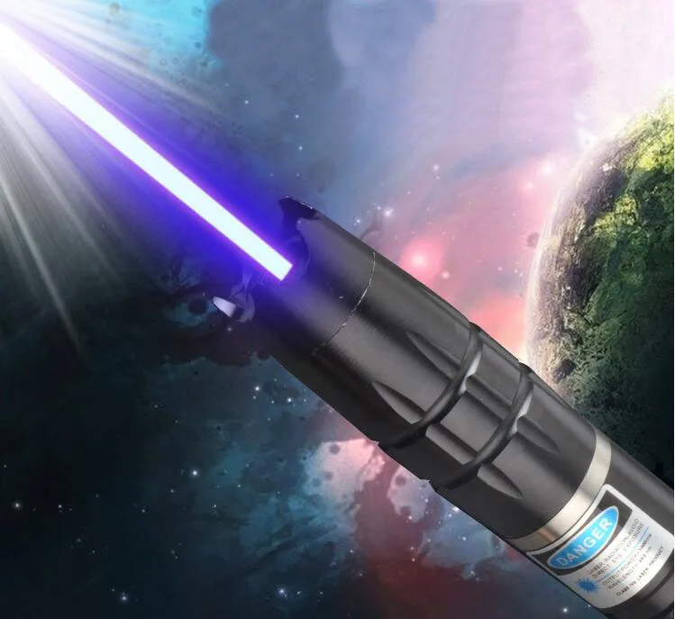 Blue Laser Pointer Torch Flashlight High Power 100000m Lazer Beam focus burning paper lit cigarette burn wood 5 Star Caps |