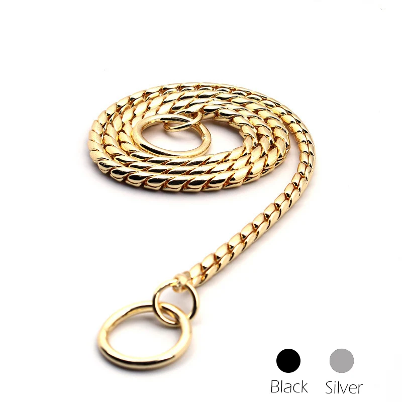 Нержавеющая сталь гладить ошейник покрытием тяги Rope Lead P цепь животное воротник Цепочки и ожерелья для маленький большой Товары для собак ошейник для собак Золотой/Серебряный /черный