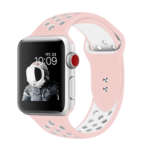 Powder white EIMO Correa для наручных часов Apple Watch, ремешок 42 мм, 38 мм, Версия 44/40 мм наручных часов iwatch серии 4, версия 1, 2, 3, ремешок Nike спортивный ремешок для часов Силиконовый Браслет наручный ремень ремешок для часов - Цвет ремешка: Powder white
