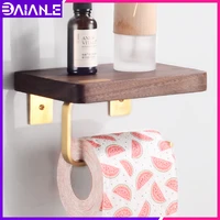 creative toilet paper holder with shelf brass wooden paper towel holder wall mounted bathroom tissue roll paper holder rack