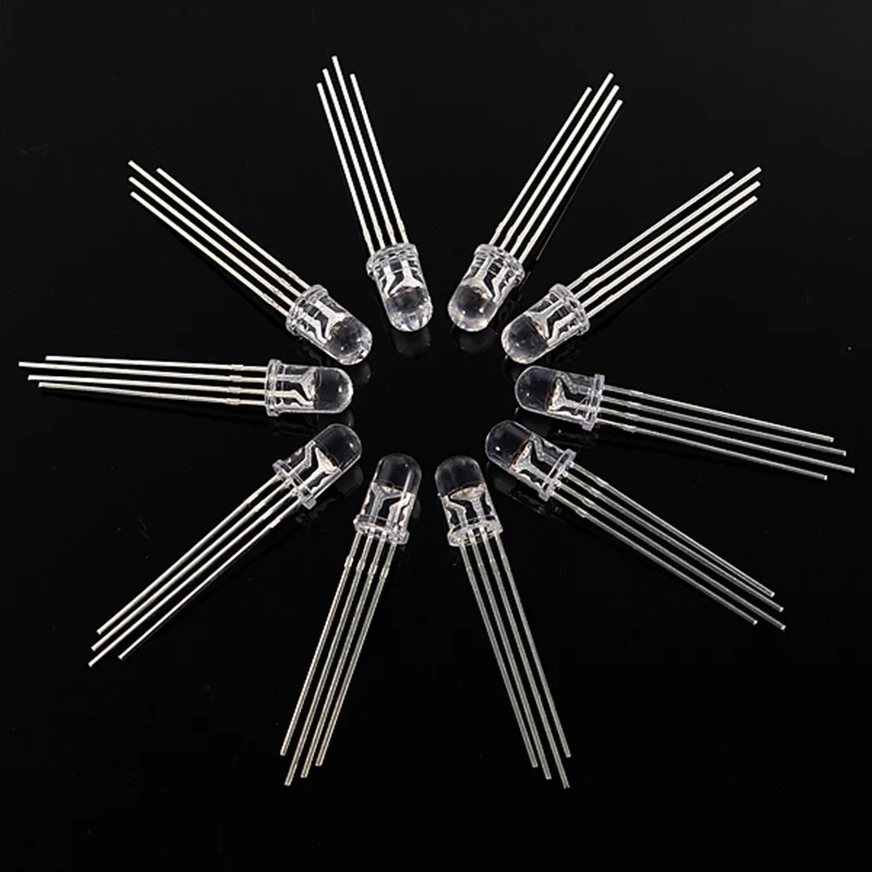 Оптовая цена 10 шт. 5 мм RGB LED общий катод 4 Pin трехцветные излучающие диоды