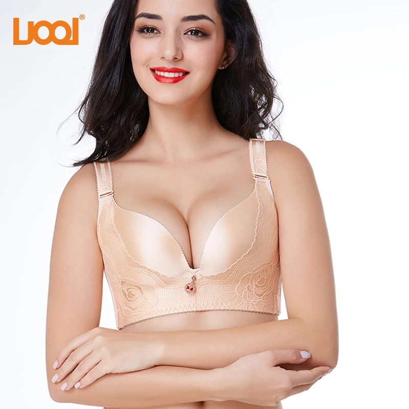 2018 New Plus Size Bralette Push Up Lace Deep V Seamless Supper Thin Brassiere Wire Free Big Bras for Women Lingerie | Женская одежда