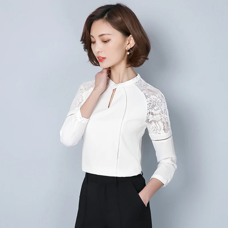 Merderheow Новый 2017 Летом женские Кружева Выдалбливают Шифон Блузки и Рубашки с