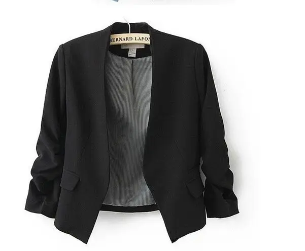 2016 модная базовая Куртка Блейзер Женский костюм кардиган с пышными рукавами