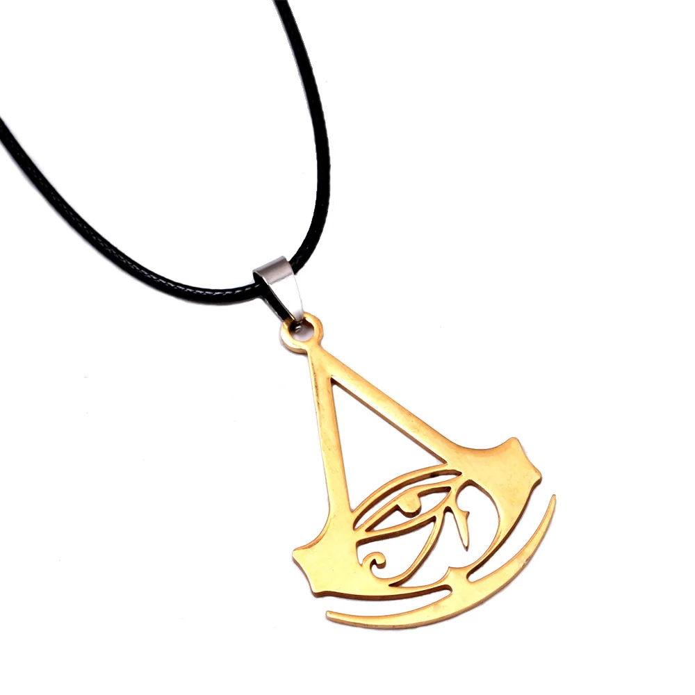 Кожаный чокер с цепочкой и логотипом Assassins Origins ожерелье 3 цвета подвеска из