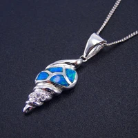 fine jewelry blue opal conch pendant 925 sterling silver necklace for women gift