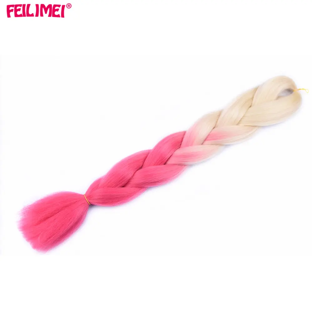 # Синий Feilimei Ombre Jumbo плетеные волосы для наращивания, синтетические термостойкие цветные вязаные косички, пряди для волос для женщин - Цвет: # Синий