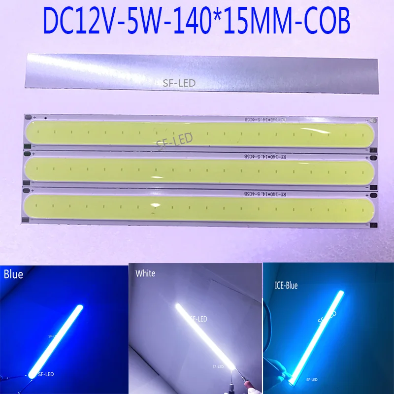 

10pcs 5W COB LED Strip Lights white warm white Lamp Pure White DC-12-14V 500LM for DIY 140x15mm Wholesale Free Shipping