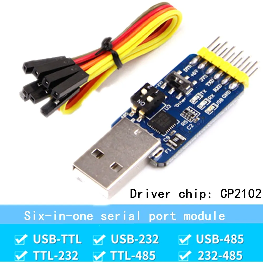 Многофункциональный модуль последовательного порта 6 в 1 USB для UART CP2102 TTL 485 232