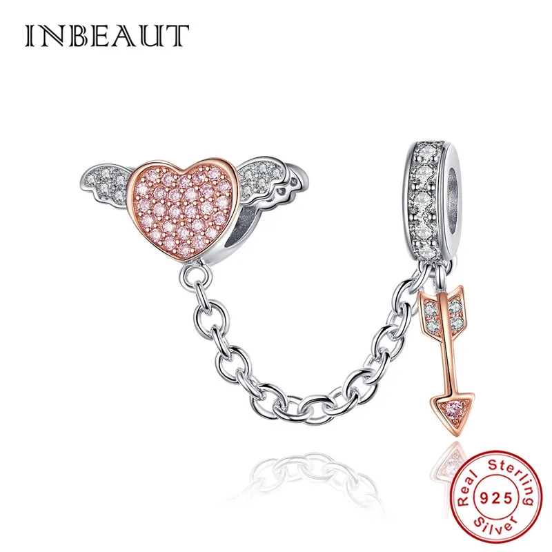 INBEAUT 100% 925 пробы серебряные бусины для безопасной цепочки в виде любящего ангела