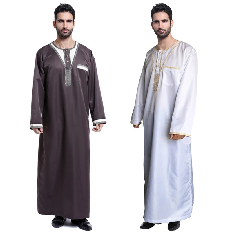 2019 Muslim islamic mens abaya long dress with pockets saudis XXXL turkey dubai Indonesia moroccan Jubba Thobe white | Тематическая