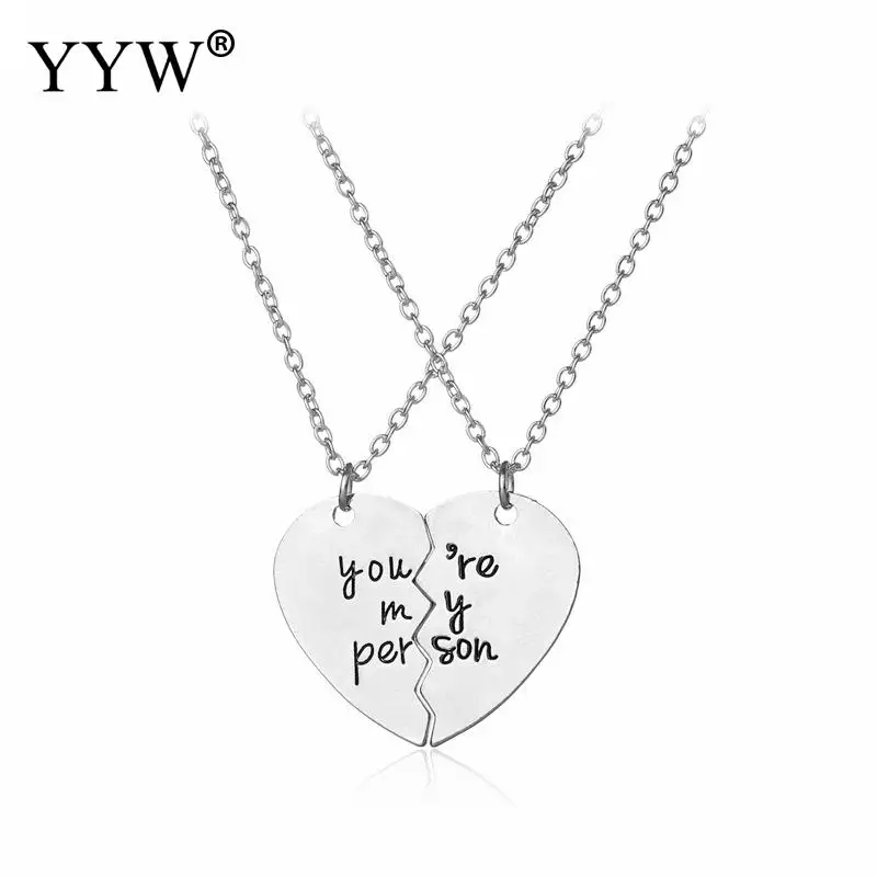 Sweetheart Necklaces Set Engrave "you're my person" Matching Half-heart Shaped Pendant Necklaces Lover Forever Series Best Gift