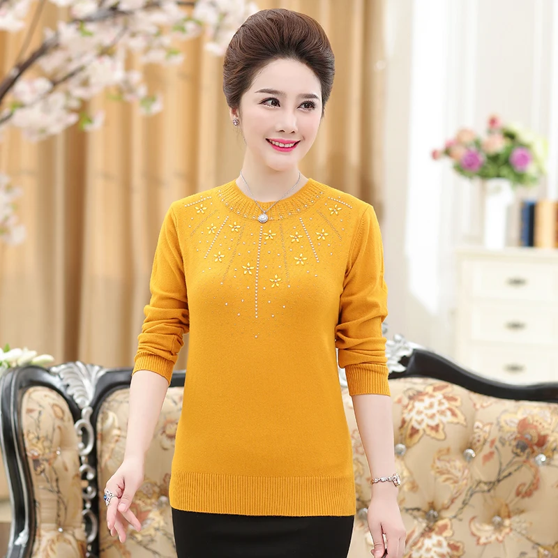 Vetement Femme pink pull femme hiver 2019 Женский пуловер Стразы вязаная женская осенне-зимняя