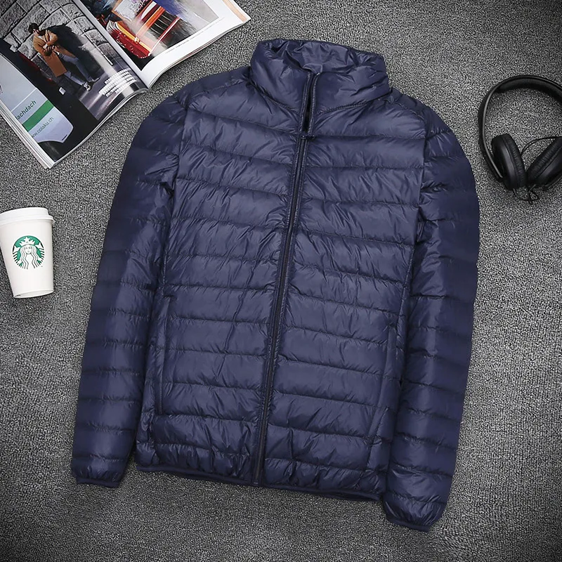 Зимние мужские пуховики Uwback 2017 сверхлегкие теплые парки с воротником стойкой