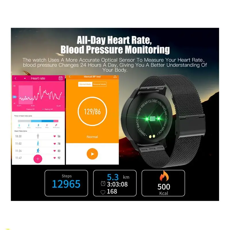 Newwear Q8 Plus Смарт часы браслет с ЧПУ версия водонепроницаемый пульсометр кровяное давление сна мульти-спортивные умные часы для фитнеса