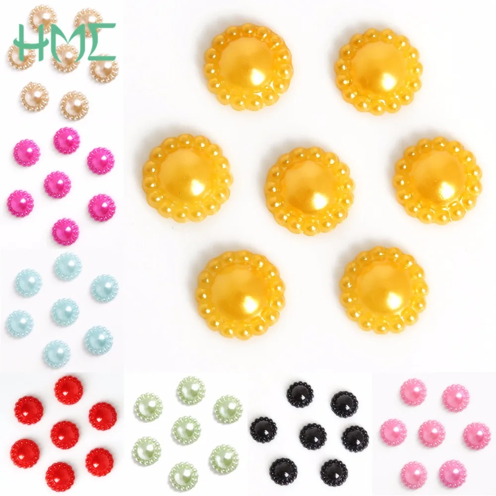 Wholesale Dia. 12mm 13 Colors Sun Flower Flatback Plastic ABS Imitation Pearl Beads For Jewelry Craft DIY Scrapbook Decoration | Дом и сад