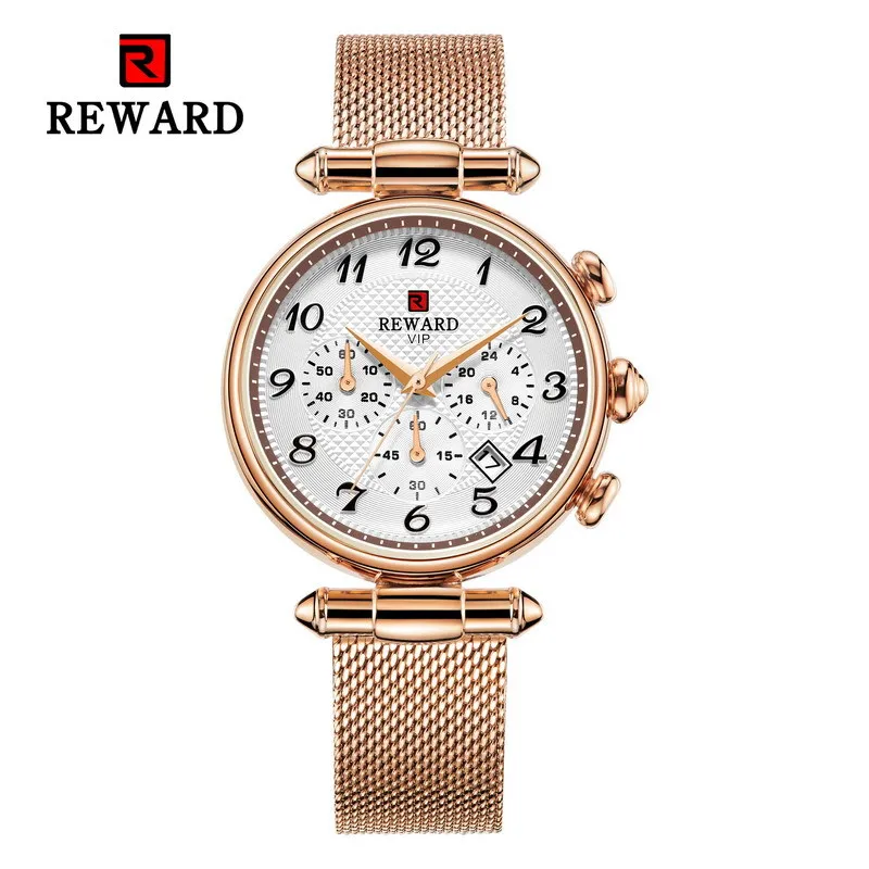Rose Gold Reloj mujer, розовое золото, женские Роскошные наручные часы со стальным браслетом, женские водонепроницаемые аналоговые кварцевые часы с хронографом, Montre Femme - Цвет: Rose Gold