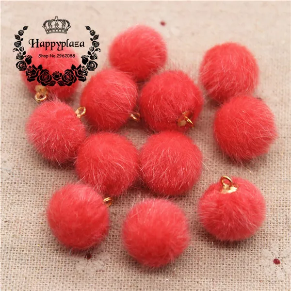 watermelon red 16 мм имитация норки мех покрытый бусины для изготовления ювелирных изделий кулон шар DIY материал серьги фурнитура серьги ручной работы аксессуары - Цвет: watermelon red