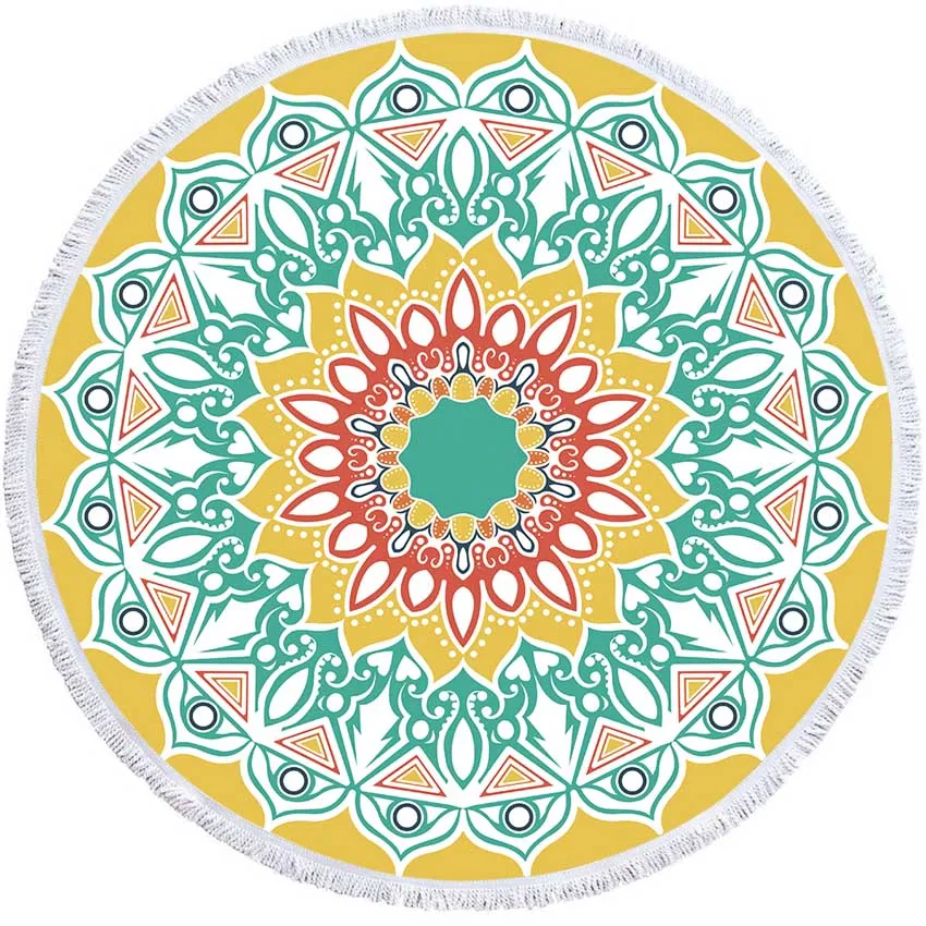 Pattern 1 Мандала геометрический круглый пляжное полотенце с кисточками Богемия микрофибра банное полотенце для душа для Взрослых Коврик для пикника йога одеяло покрывало - Цвет: Pattern 1
