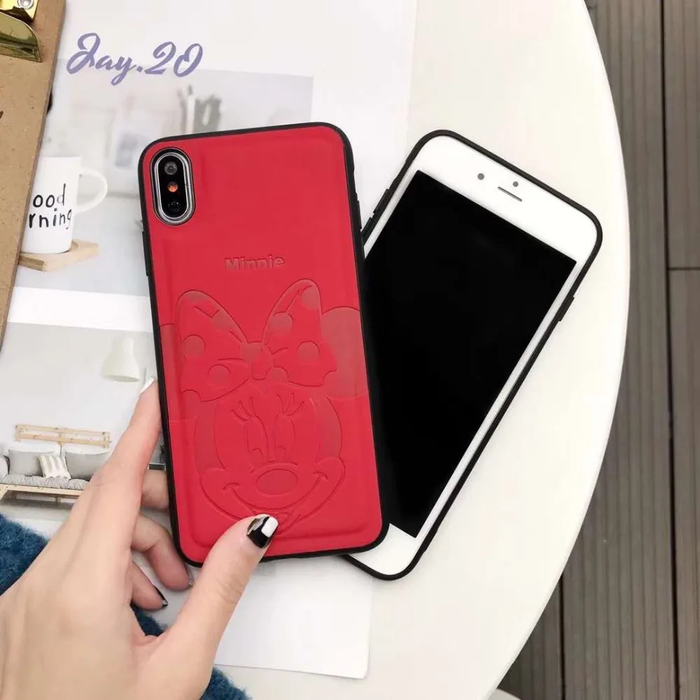Mickey Minnie for iPhone 6 6plus 7 8 7plus8plus compression leather iphone x xr xsmax phone case back cover |