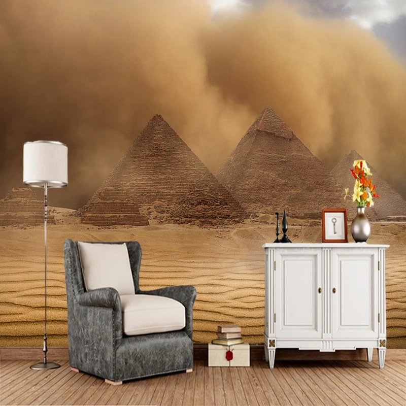Custom papel de parede 3d desert pyramid storm mural used for living room bedroom sofa background decorative wallpaper | Обустройство
