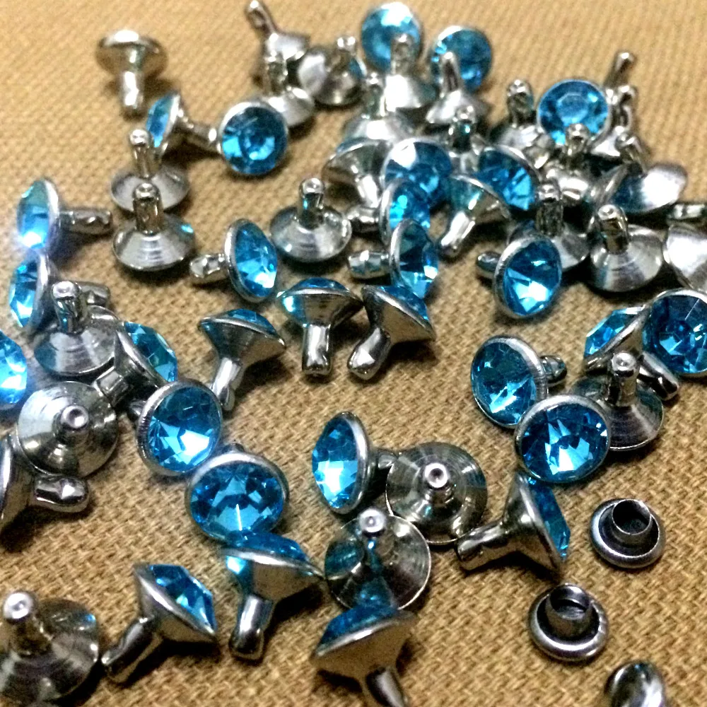 100 шт./лот 8 мм аквамариновые синие акриловые кристаллы стразы заклепки