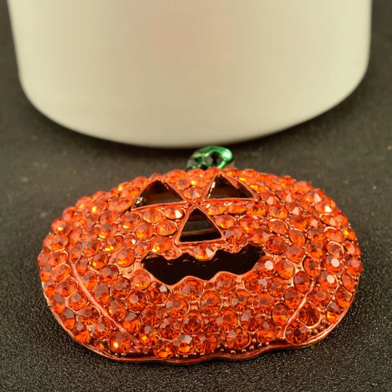 Хэллоуин оранжевый Тыква брошь с кристаллом горный хрусталь праздничные