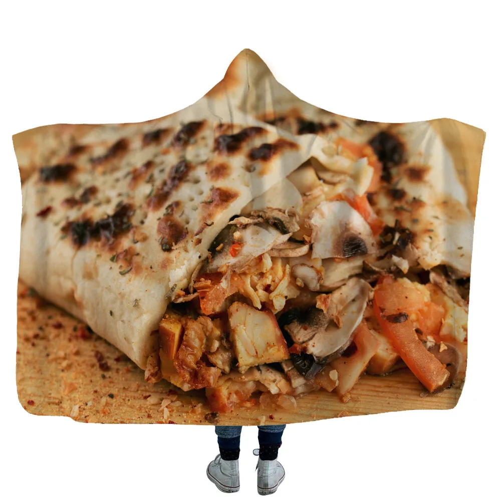 Burrito Tortill 3D плюшевое одеяло с капюшоном для взрослых, молодых детей, теплое переносное Флисовое одеяло для дома, офиса, моющееся