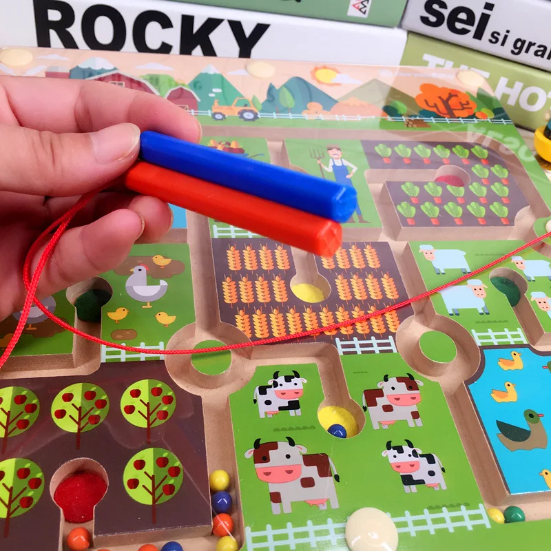 Магнитные шарики лабиринт ферма деревянные игрушки Ранние развивающие | Игрушки