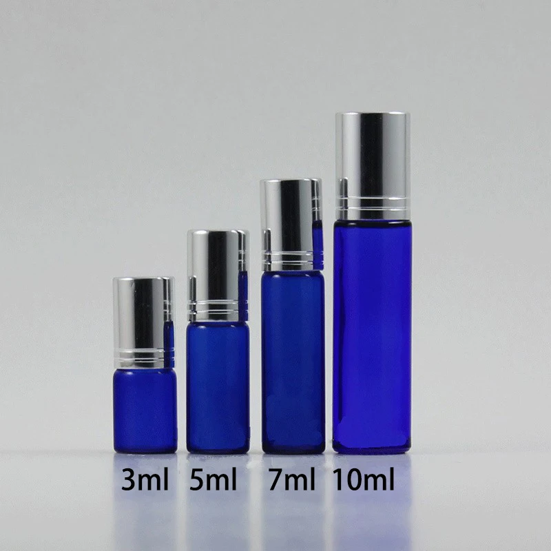 

Рулон синего стекла на бутылке, 3 мл, 5 мл, 7 мл, 10 мл, для макияжа, парфюма, массажа, эфирное масло, косметический ролик для воды, контейнер, бесп...