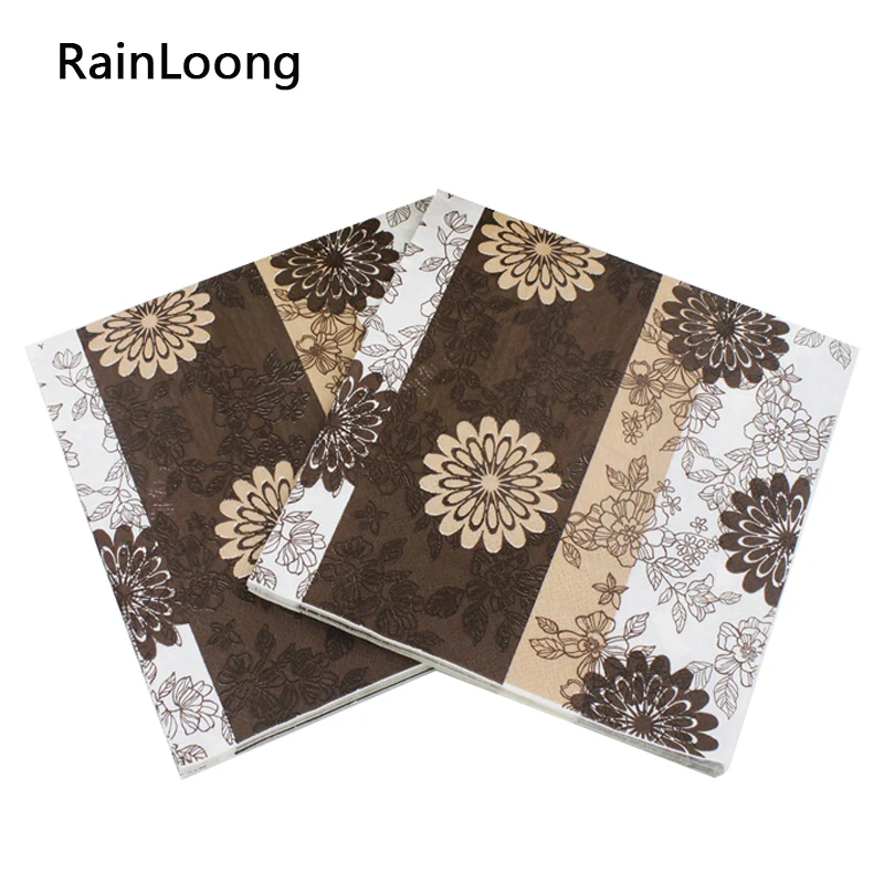 [RainLoong] Floral Printed Feature Vintage Paper Napkin Flower Festive & Party 33*33cm 1 pack (20pcs/pack)
