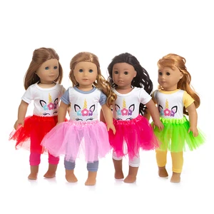 Новая газовая юбка + костюм для американской куклы, 18-дюймовая кукла, рождественский подарок для девочки (продается только одежда)