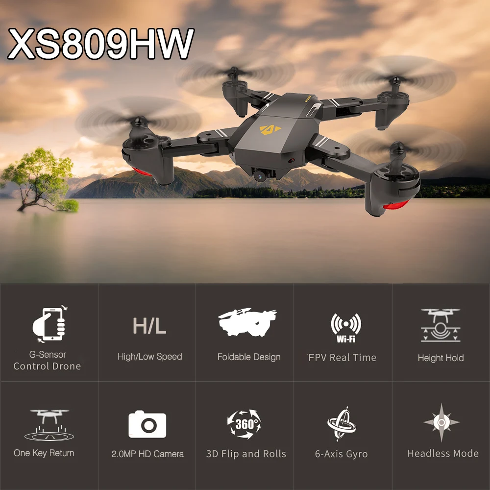 Радиоуправляемый Дрон VISUO XS809HW RTF 2 4 ГГц Wi-Fi FPV Бесщеточный мотор с камерой 720 МП P