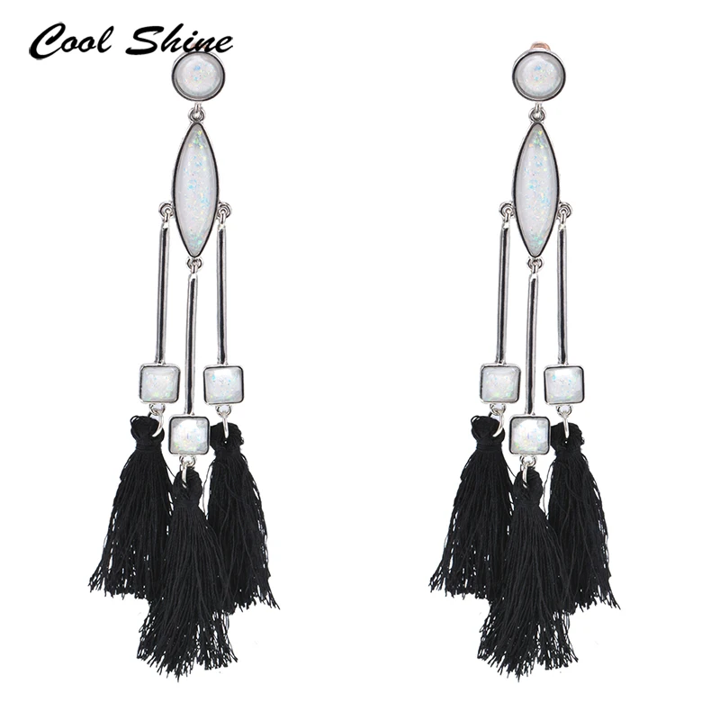 Ojshang Мода 2017 г. долго падение кристалл Длинные висячие серьги Boho кисточкой Jewelry