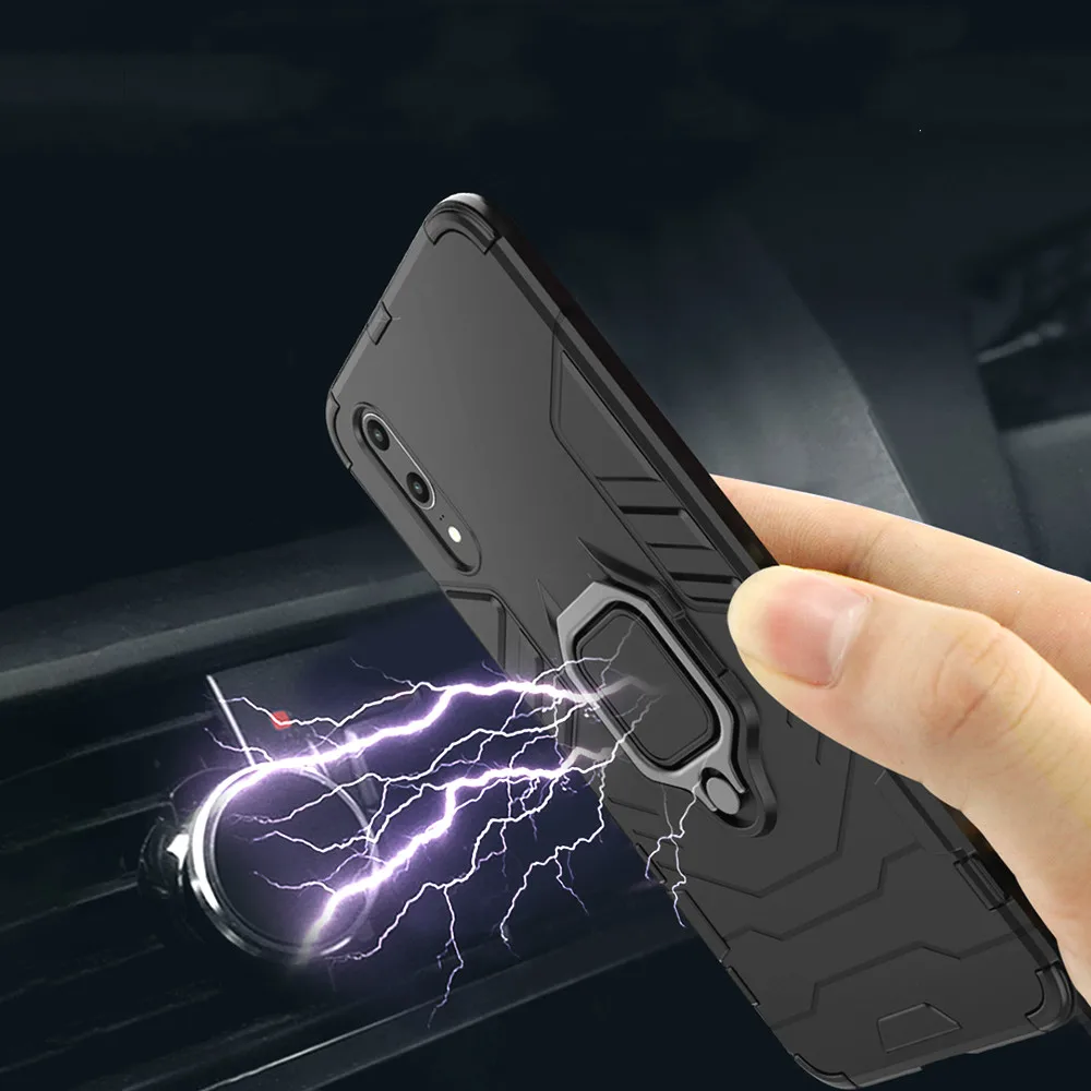 Armor Metal Finger Ring Holder Cover For Huawei P20 Lite P30 Pro Silicone Soft Shockproof Phone Case Mate 20 Capa | Мобильные