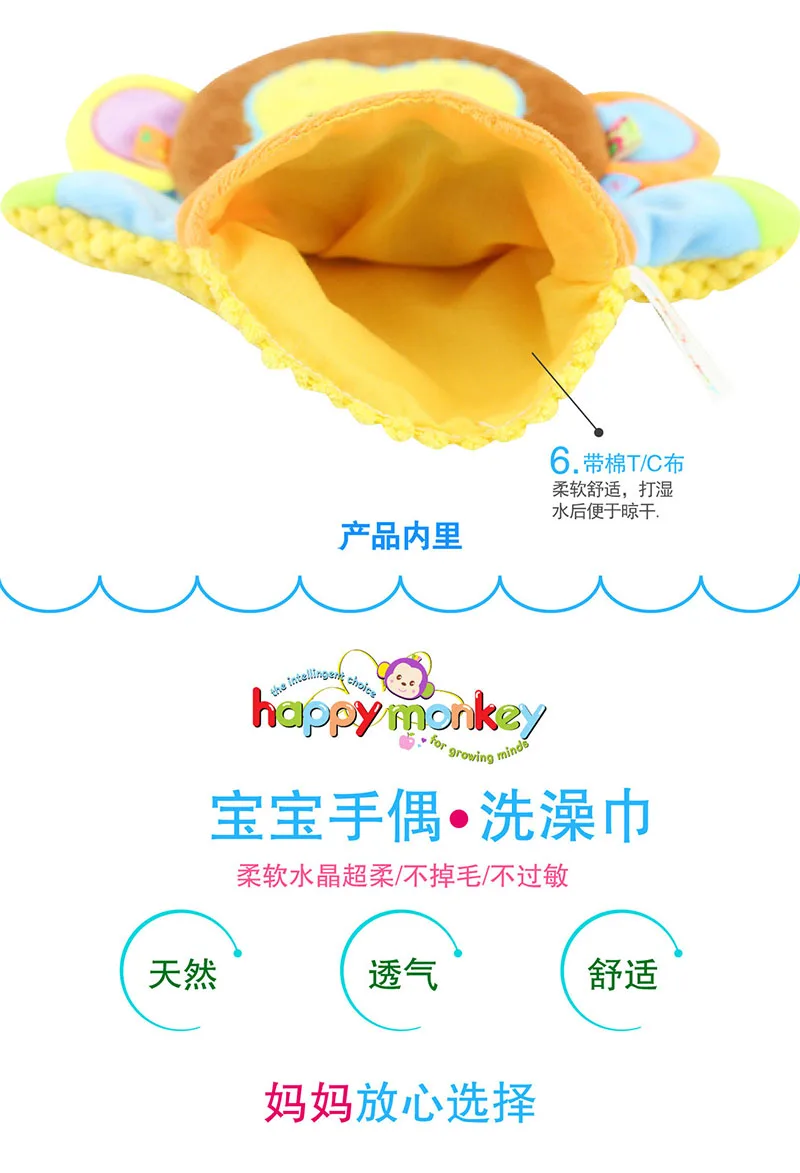 Полотенце для ванной happy monkey 21 см мягкая плюшевая кукла игрушка в виде животных