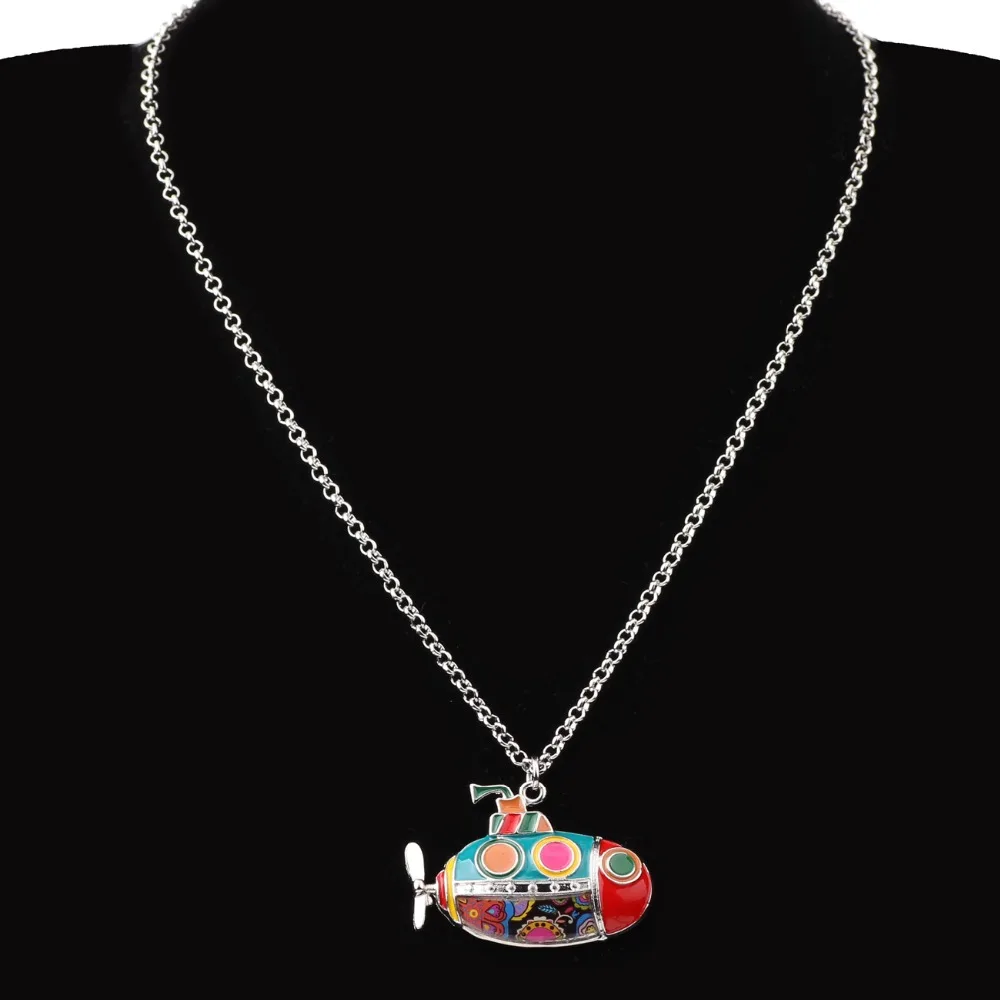 Bonsny Statement Alloy Enamel Submarine Necklace Pendant Chain Choker Unique Ocean Collection Jewelry For Women Girls Gift Party | Украшения
