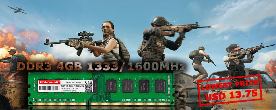 ANKOWALL DDR3 4GB ram 1333MHz 1600MHz настольная память для Intel DIMM 240Pin 1,5 V CL9 NON-ECC