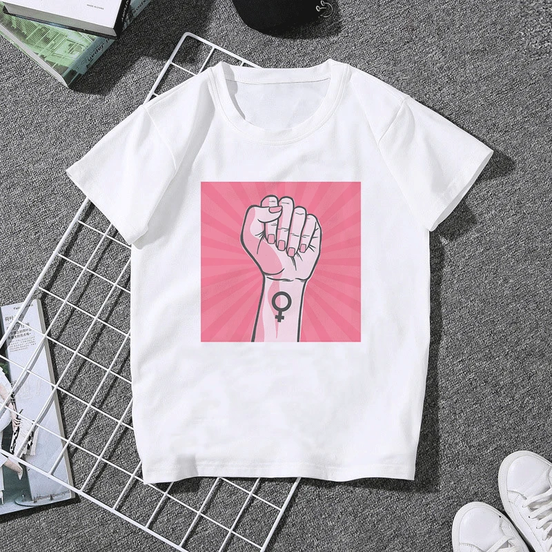 Феминистки Harajuku женские футболки феминизм grl PWR Ullzang футболка Девушка Мощность 90 s футболка с изображением гранж эстетику футболки Для женщин топы - Цвет: 2362