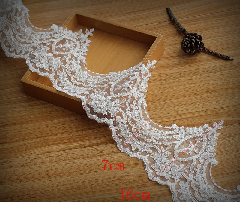 Alencon цвета слоновой кости кружевная отделка высокого качества ручной работы с