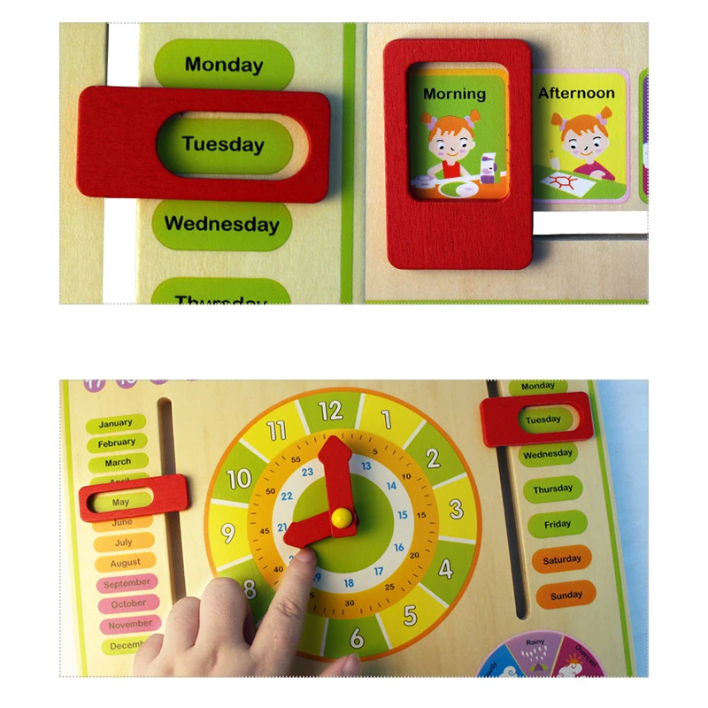 Детские часы пазл детские игрушки с мультяшным календарем и часами деревянные