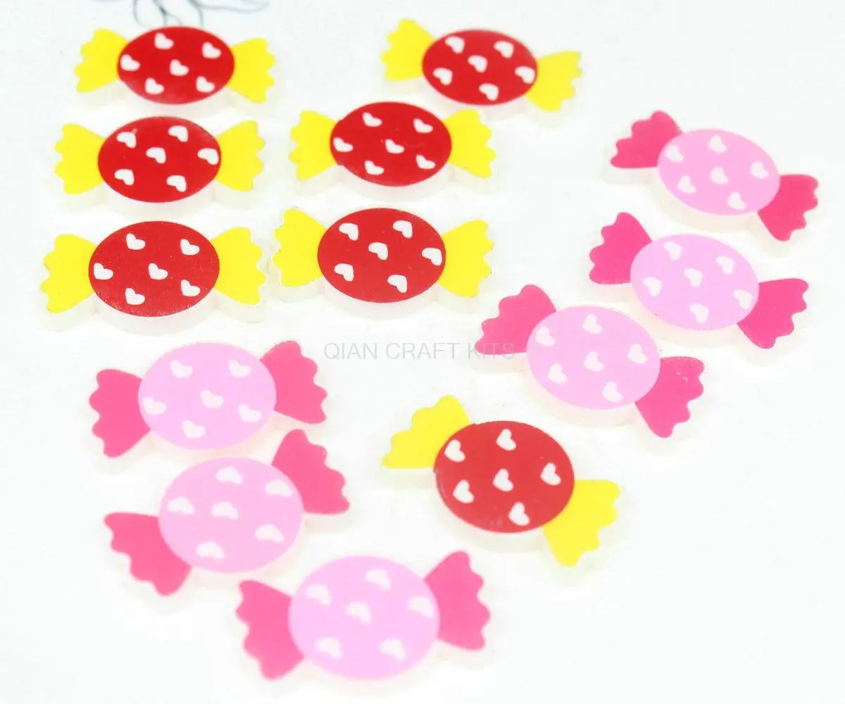 

300pcs mix color Sweet Wrapped Candy Acrylic Resin Cabochons, Candy Cabochons, 24mm x 15mm