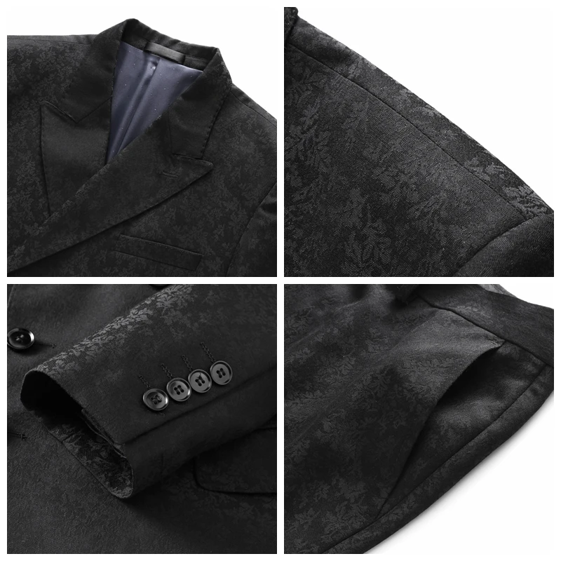 

JZ CHIEF 3 Piece Suits Men Wedding Suits 2019 Double Breasted Suit Blazer Striped Slim Fit Business Blazer Jacket Vest Pants