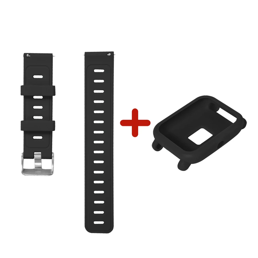 Package H Для Amazfit ремешок Bip 20 мм ремешок для часов Камуфляжный силиконовый браслет для Xiaomi Huami Amazfit Bip Bit молодежный чехол Крышка Аксессуары - Цвет: Package H