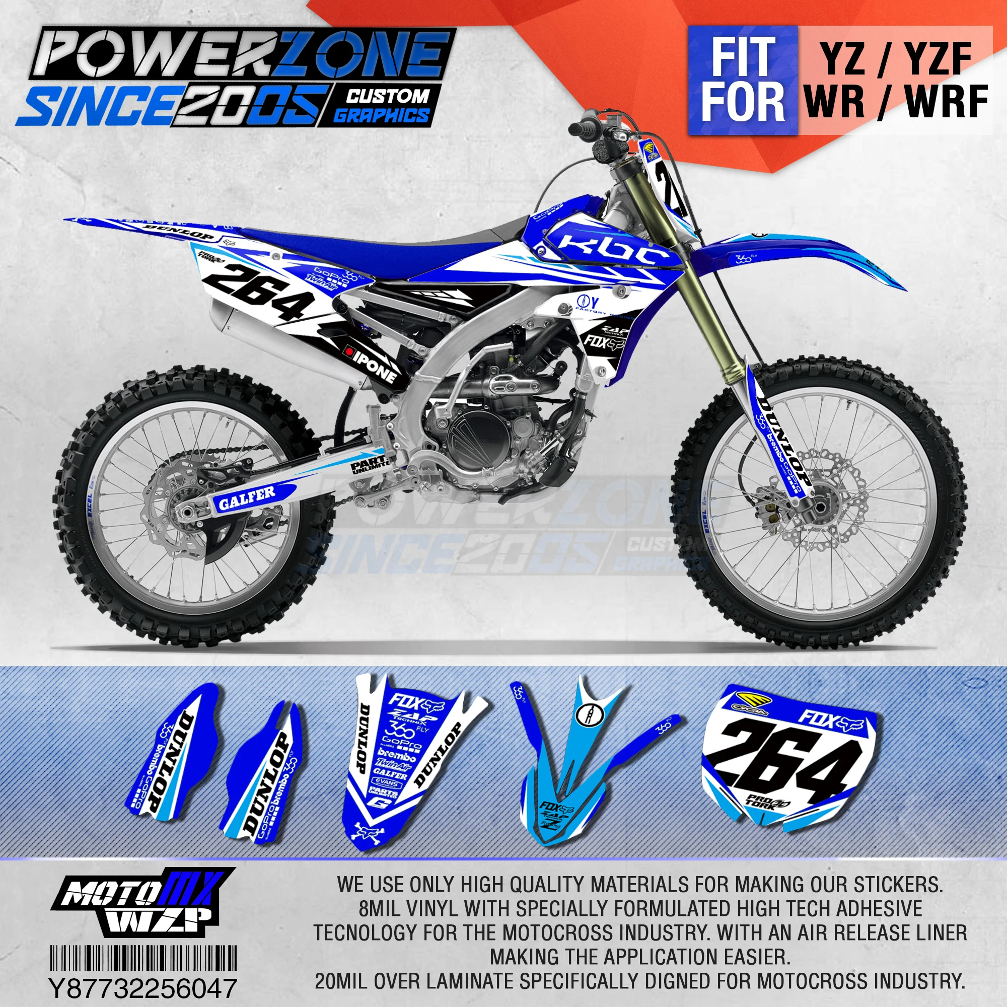 

PowerZone Customized Team Graphics Backgrounds Decals 3M Custom Stickers For YAMAHA YZF250FX 14-18 YFZ 19 YZF450 14-17 18-19 047